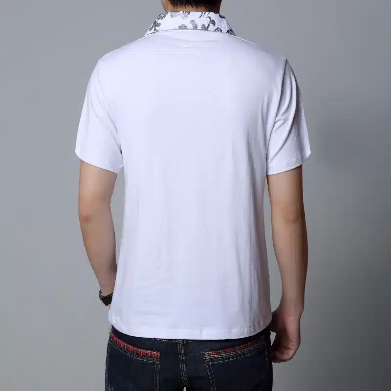 Summer 2017 Hot Men T Shirt Silver Dragon Tattoo Collar Short Sleeve Cotton T-shirt Men's Casual Gentleman Tee Shirt Plus 5XL 26