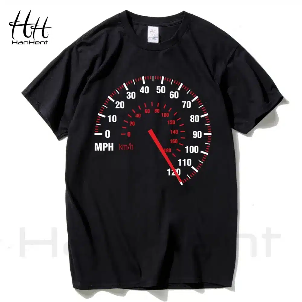 HanHent Speedometer Fashion T Shirt Men Cotton Summer Car Speed T-shirt Black Creative Design Tops Tees Fitness Clothing Brand 10