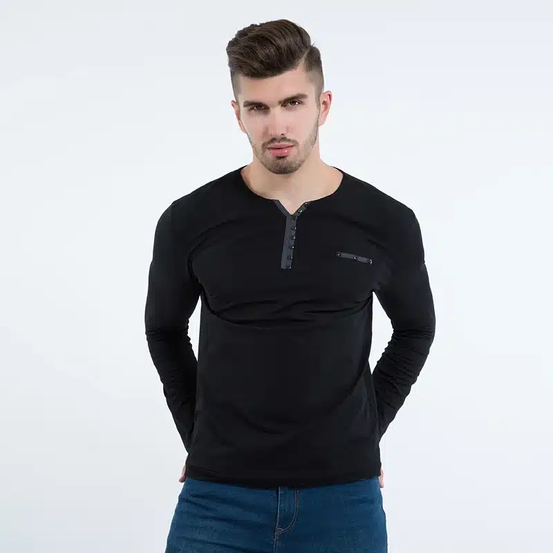 Liseaven 2017 Fashion Mens Slim Fit Long Sleeve T-Shirts Stylish Luxury Men V Neck Cotton T Shirt Tops Tee 17