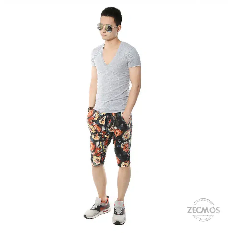 Zecmos Deep V Neck Sexy Men T-Shirt Vintage Short Sleeve Solid Color Muscle Fit T Shirt Men Top Tees Fashion 27