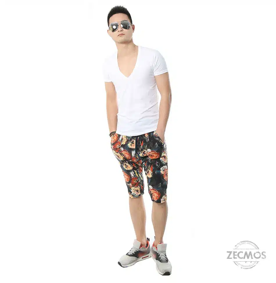 Zecmos Deep V Neck Sexy Men T-Shirt Vintage Short Sleeve Solid Color Muscle Fit T Shirt Men Top Tees Fashion 35