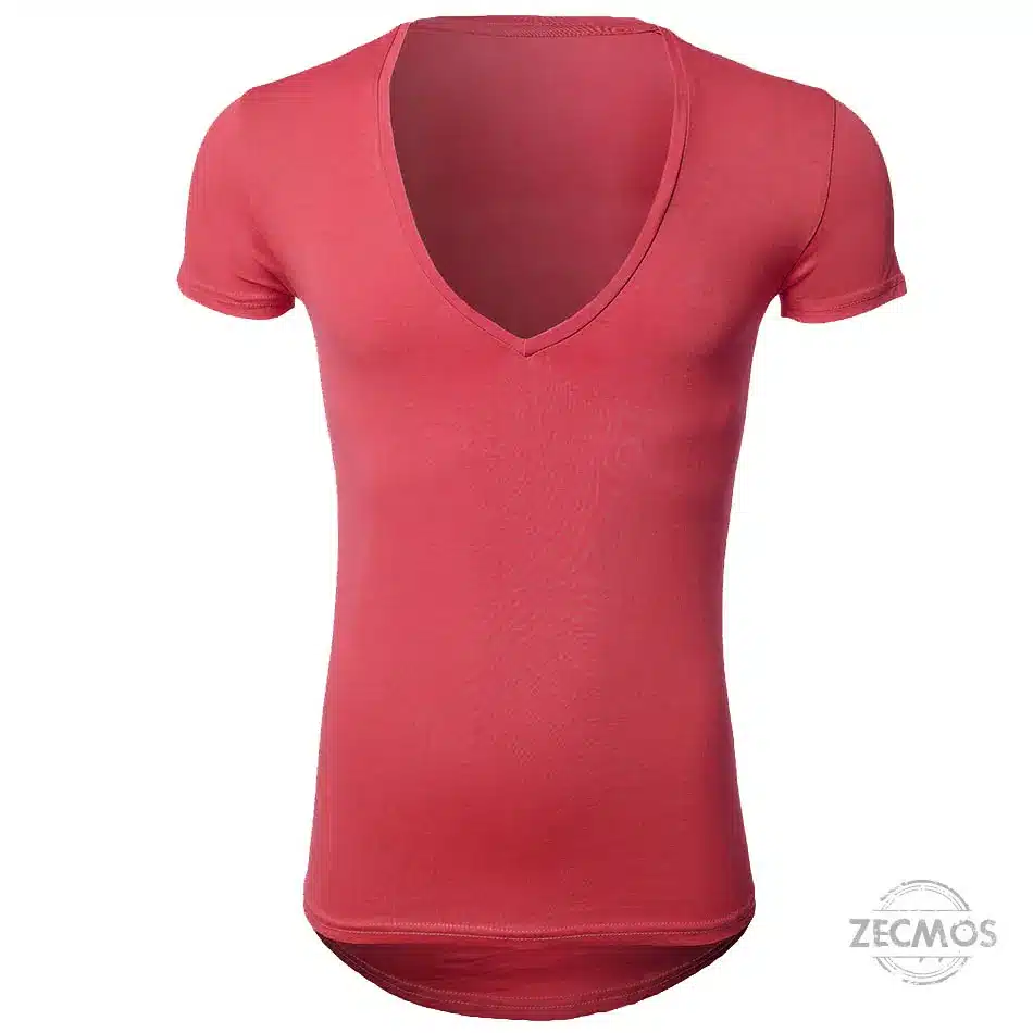 Zecmos Deep V Neck Sexy Men T-Shirt Vintage Short Sleeve Solid Color Muscle Fit T Shirt Men Top Tees Fashion 38