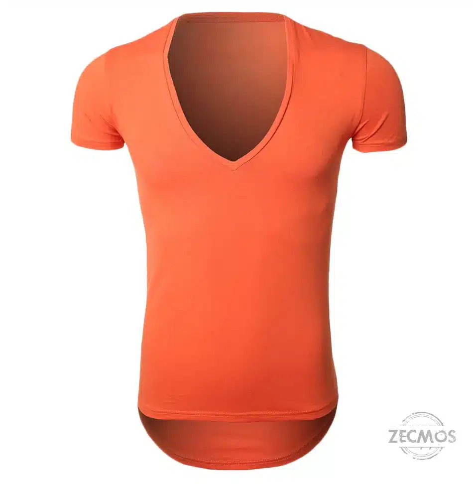Zecmos Deep V Neck Sexy Men T-Shirt Vintage Short Sleeve Solid Color Muscle Fit T Shirt Men Top Tees Fashion 40