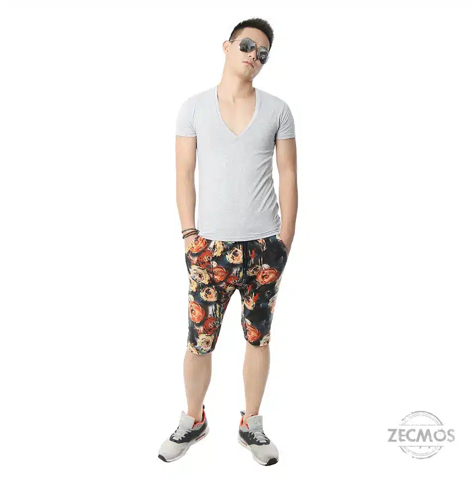 Zecmos Deep V Neck Sexy Men T-Shirt Vintage Short Sleeve Solid Color Muscle Fit T Shirt Men Top Tees Fashion 51