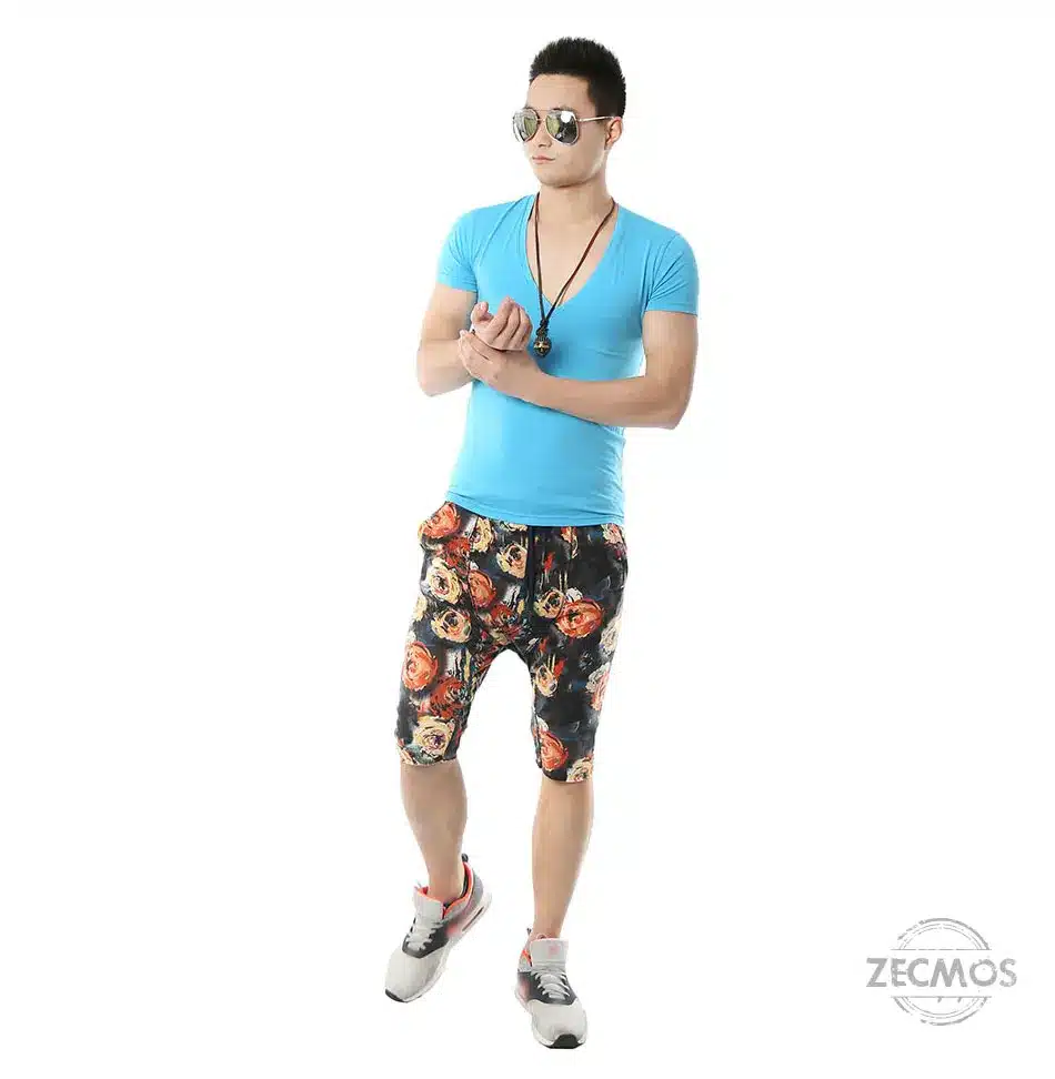Zecmos Deep V Neck Sexy Men T-Shirt Vintage Short Sleeve Solid Color Muscle Fit T Shirt Men Top Tees Fashion 63