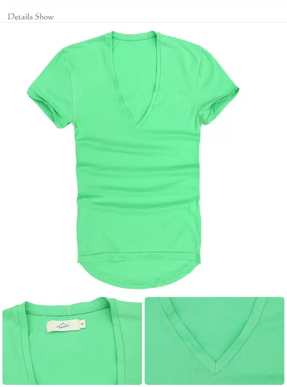 Zecmos Deep V Neck Sexy Men T-Shirt Vintage Short Sleeve Solid Color Muscle Fit T Shirt Men Top Tees Fashion 68