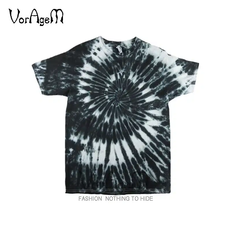 VORAGEM 2017 Men's Summer Handmade Tie Dye T Shirt Fashion Spiral Star Ray Colorful Tops Hipster Skateboard Men 100% Cotton Tees 25