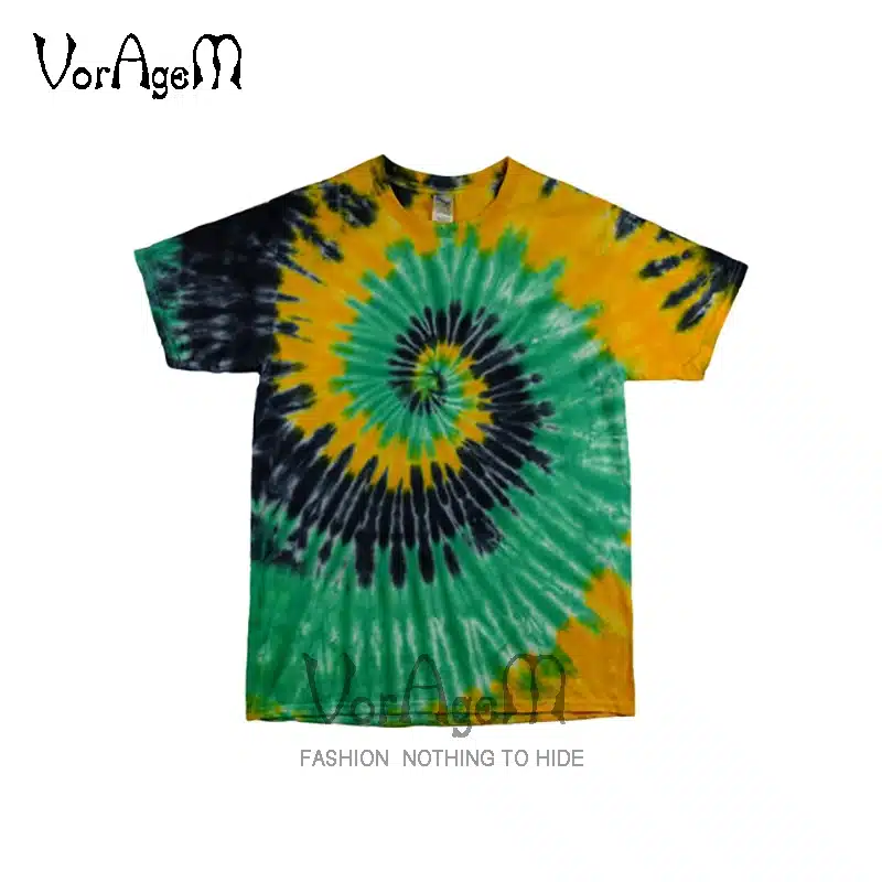 VORAGEM 2017 Men's Summer Handmade Tie Dye T Shirt Fashion Spiral Star Ray Colorful Tops Hipster Skateboard Men 100% Cotton Tees 33