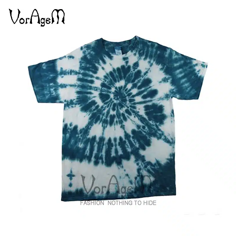 VORAGEM 2017 Men's Summer Handmade Tie Dye T Shirt Fashion Spiral Star Ray Colorful Tops Hipster Skateboard Men 100% Cotton Tees 36
