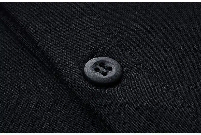KUEGOU Autumn Mens T Shirts Button Black White Brand Clothing Long Sleeve Man's Cardigan T-Shirts Male Plus Size Tops Tees 765 30
