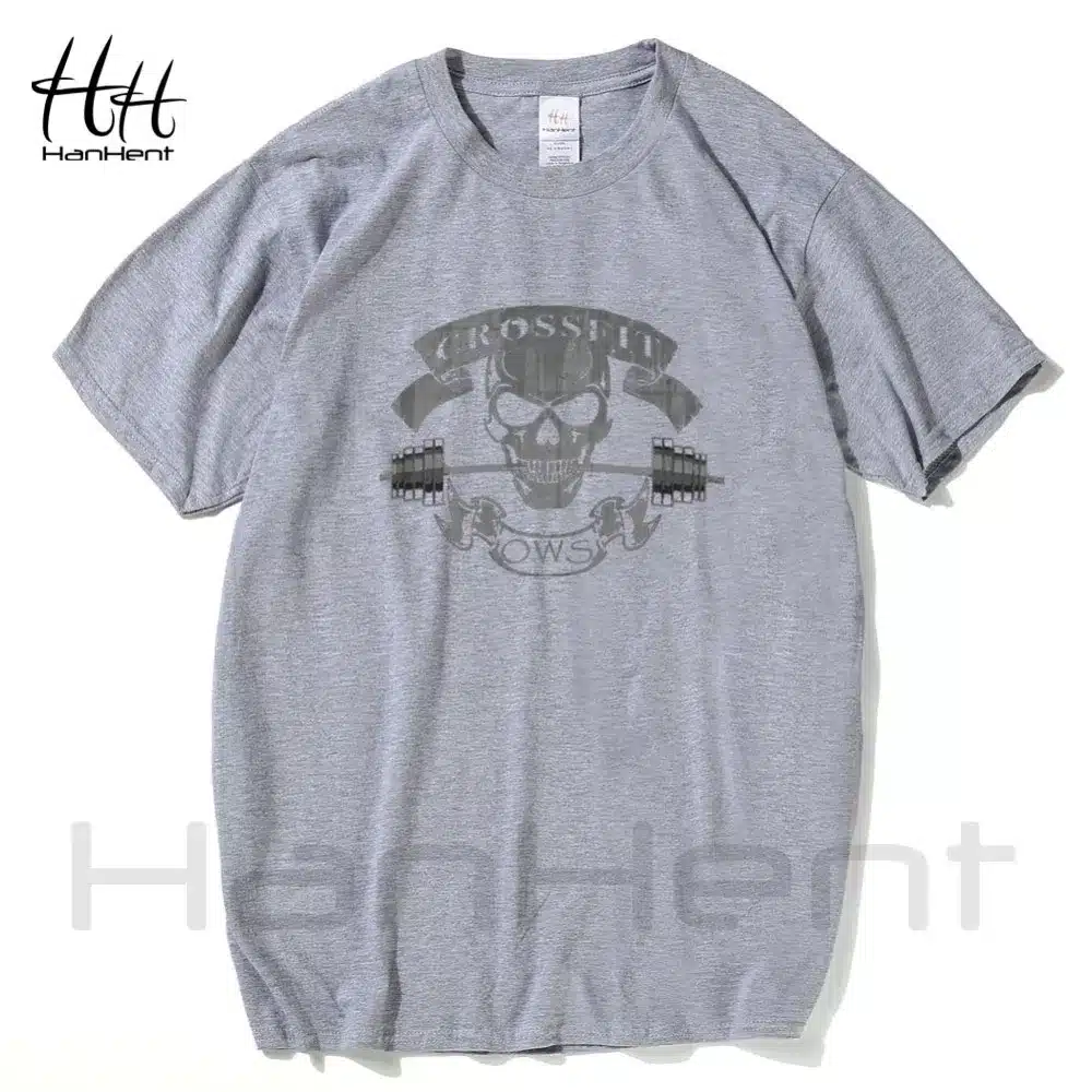HanHent New Fashion Tees Crossfit Skull T Shirts Men Fitness T-Shirt Bodybuilding Top Tees Cotton Short Sleeve Sportswear Shirt 11