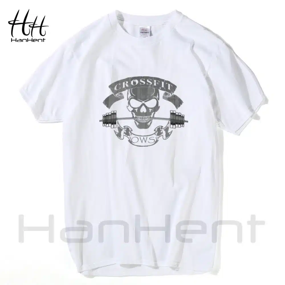 HanHent New Fashion Tees Crossfit Skull T Shirts Men Fitness T-Shirt Bodybuilding Top Tees Cotton Short Sleeve Sportswear Shirt 12
