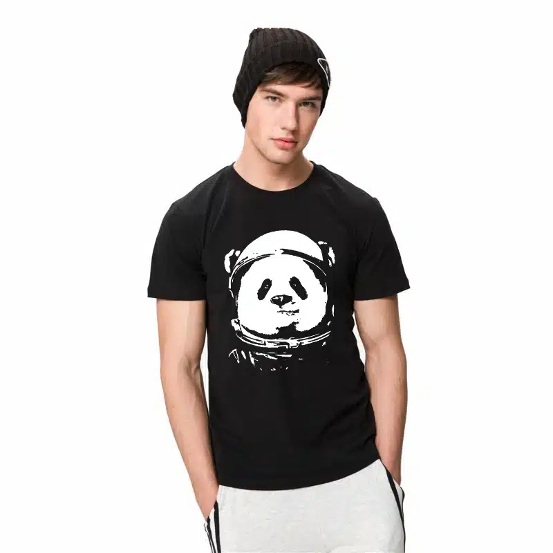HanHent Space Panda T-shirt Men 2018 Fashion Cute Animal Funny Tee Shirts O-neck Streetwear Classical Geeks Black Tops Tees 10