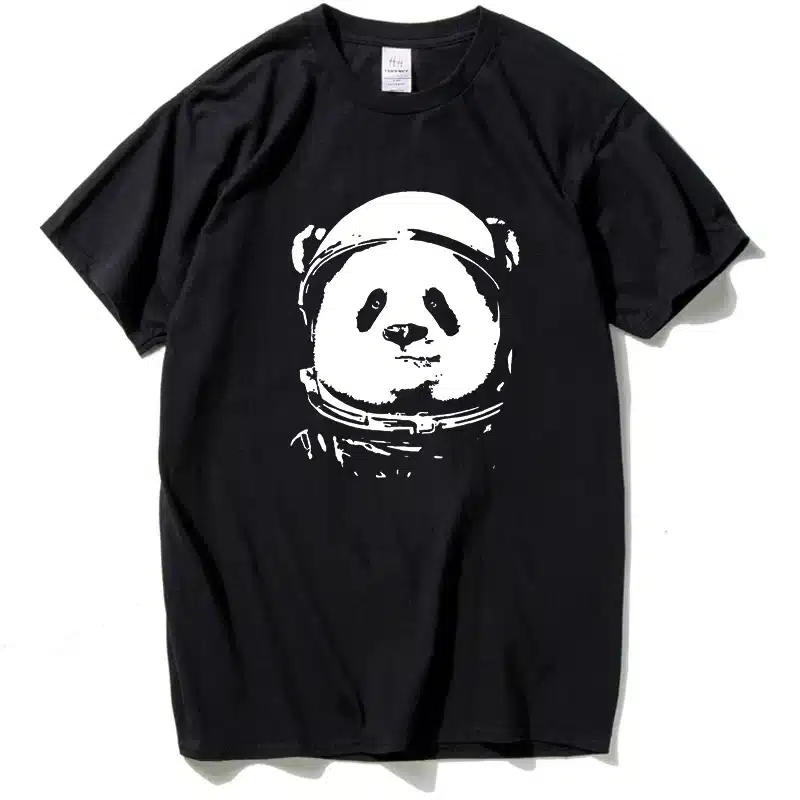 HanHent Space Panda T-shirt Men 2018 Fashion Cute Animal Funny Tee Shirts O-neck Streetwear Classical Geeks Black Tops Tees 11