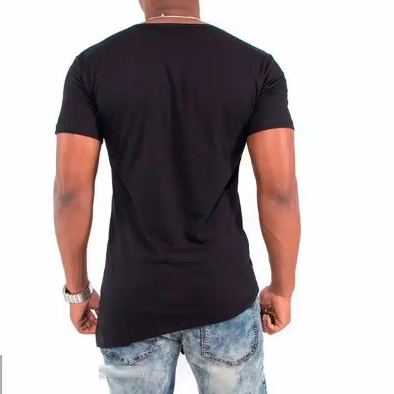 2017 Asymmetrical Designed Long Style T shirt For Men Fashion Button Short Sleeves Men's Top Tees Solid Street Hip Hop Men Dress 14