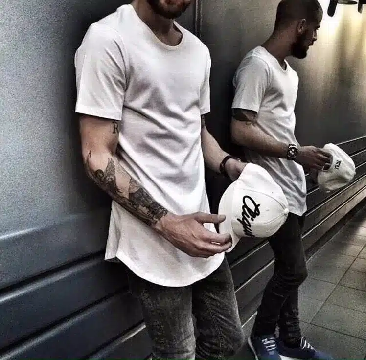 Cureved Hem Hip Hop Tshirt Men 2017 Summer Kpop Longline Extended Tee Shirts Male T-shirts Kanye West Justin Bieber Asian Size 8