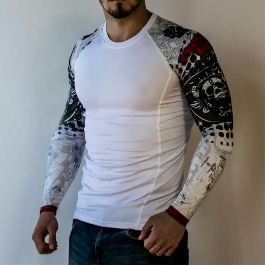 2017 Mens Compression Shirt Slim Fit White Crossfit Bodybuilding T-shirt MMA Fitness Tights Brand Clothing Tops Plus size 4XL 13