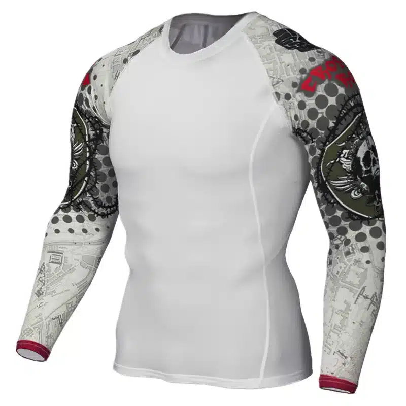 2017 Mens Compression Shirt Slim Fit White Crossfit Bodybuilding T-shirt MMA Fitness Tights Brand Clothing Tops Plus size 4XL 14