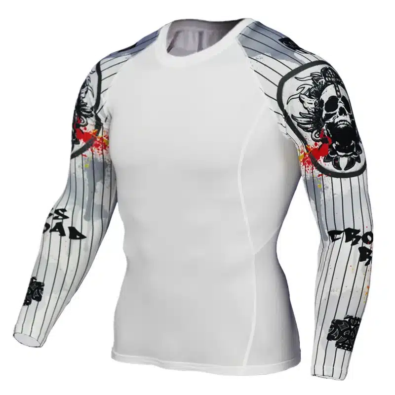 2017 Mens Compression Shirt Slim Fit White Crossfit Bodybuilding T-shirt MMA Fitness Tights Brand Clothing Tops Plus size 4XL 20