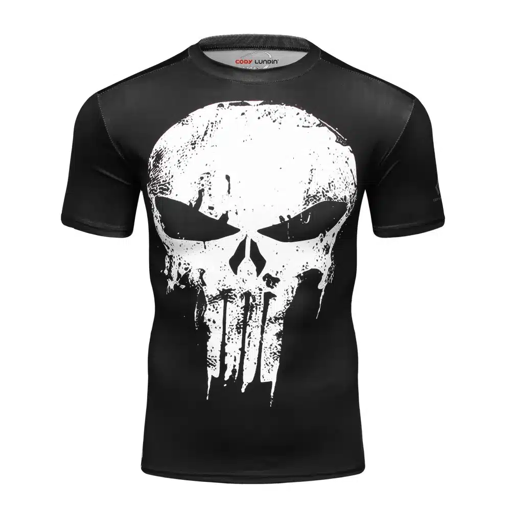 Men Compression T-Shirts MMA Rashguard Keep Fit Fitness Short sleeves Base Layer Skin Tight Weightlifting Elastic Mens T-Shirts 26