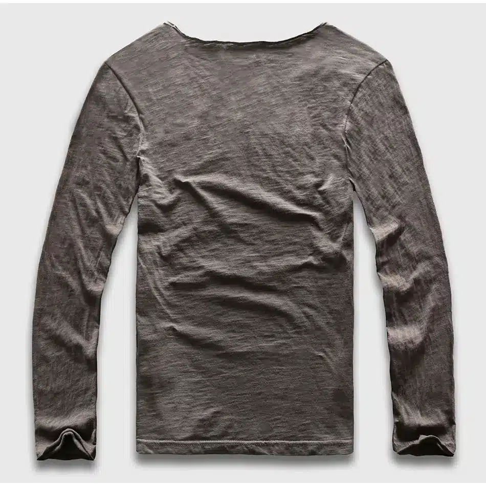 20 Colors V Neck Long Sleeve T Shirt Men Cotton T-Shirt Male Slim Fit Top Tees 26