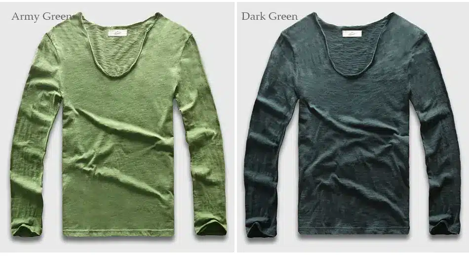 20 Colors V Neck Long Sleeve T Shirt Men Cotton T-Shirt Male Slim Fit Top Tees 29
