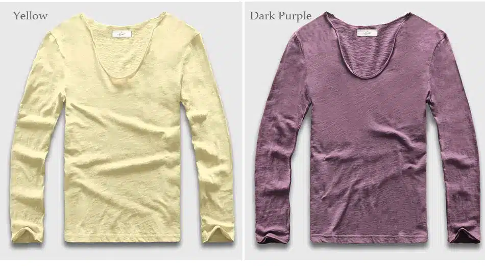 20 Colors V Neck Long Sleeve T Shirt Men Cotton T-Shirt Male Slim Fit Top Tees 32