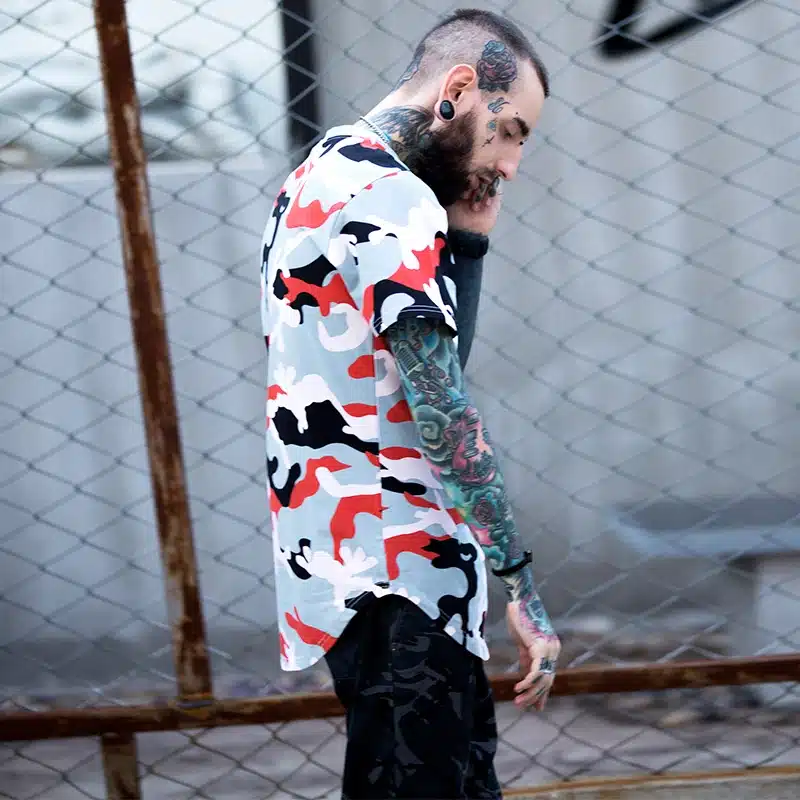 Summer Extended Curved Hem T Shirt Men Camouflage Longline Hip Hop T-shirt Elongated Tee Shirts Justin Bieber Kanye West 23