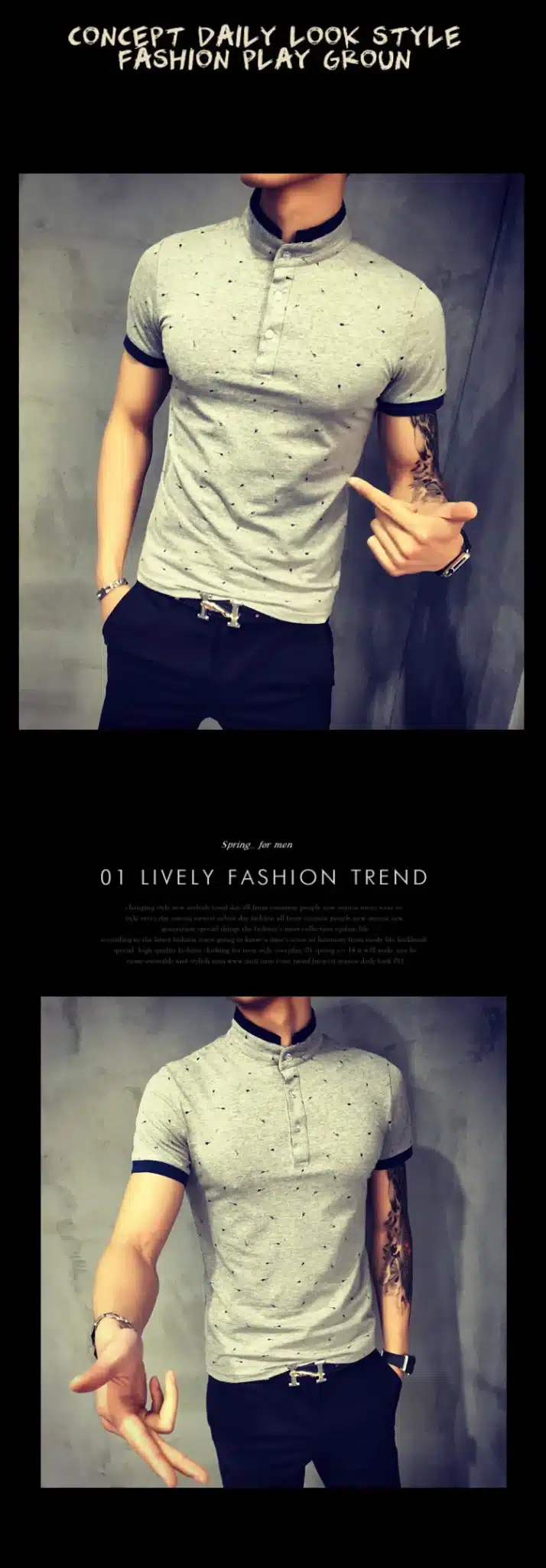 2017 Summer Guitar Printed Stand Collar Polo Shirt Men Short Sleeve Casual Men Shirts Slim Fit Polo Homme Cotton Mens Polos 16