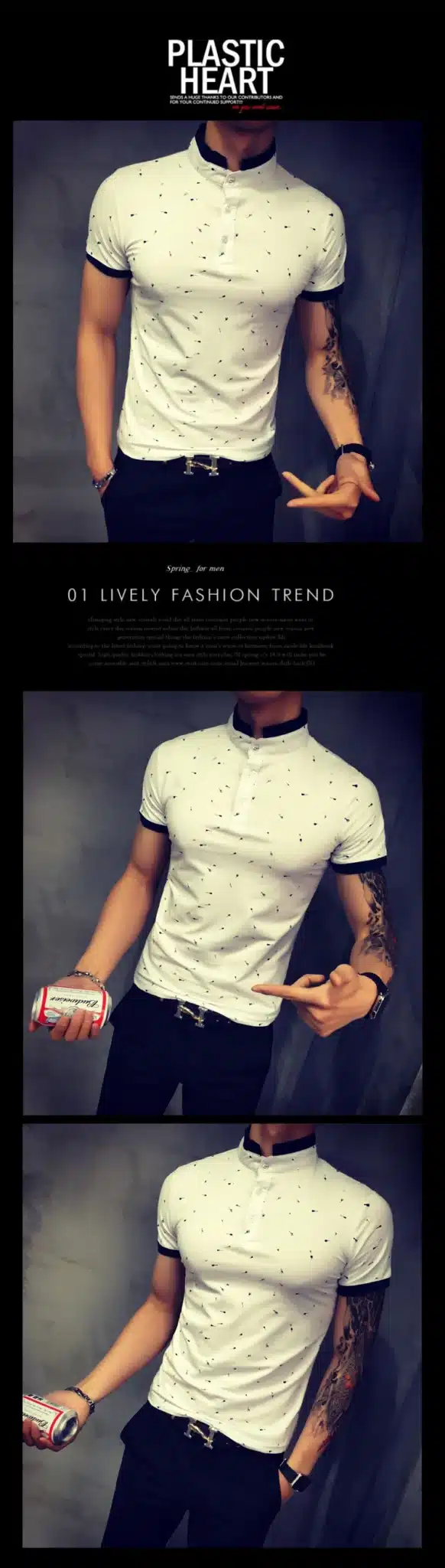 2017 Summer Guitar Printed Stand Collar Polo Shirt Men Short Sleeve Casual Men Shirts Slim Fit Polo Homme Cotton Mens Polos 18
