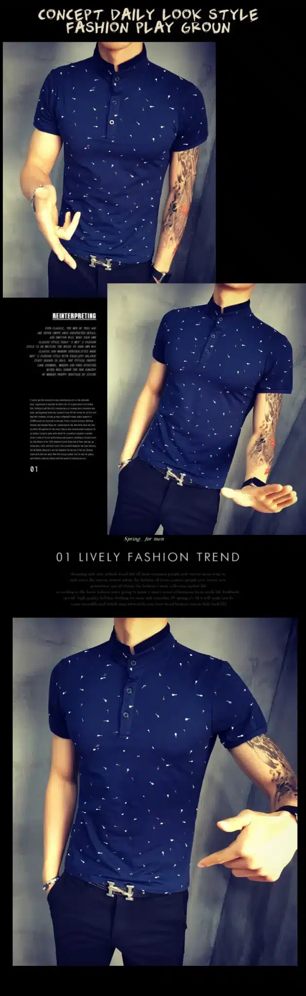 2017 Summer Guitar Printed Stand Collar Polo Shirt Men Short Sleeve Casual Men Shirts Slim Fit Polo Homme Cotton Mens Polos 21