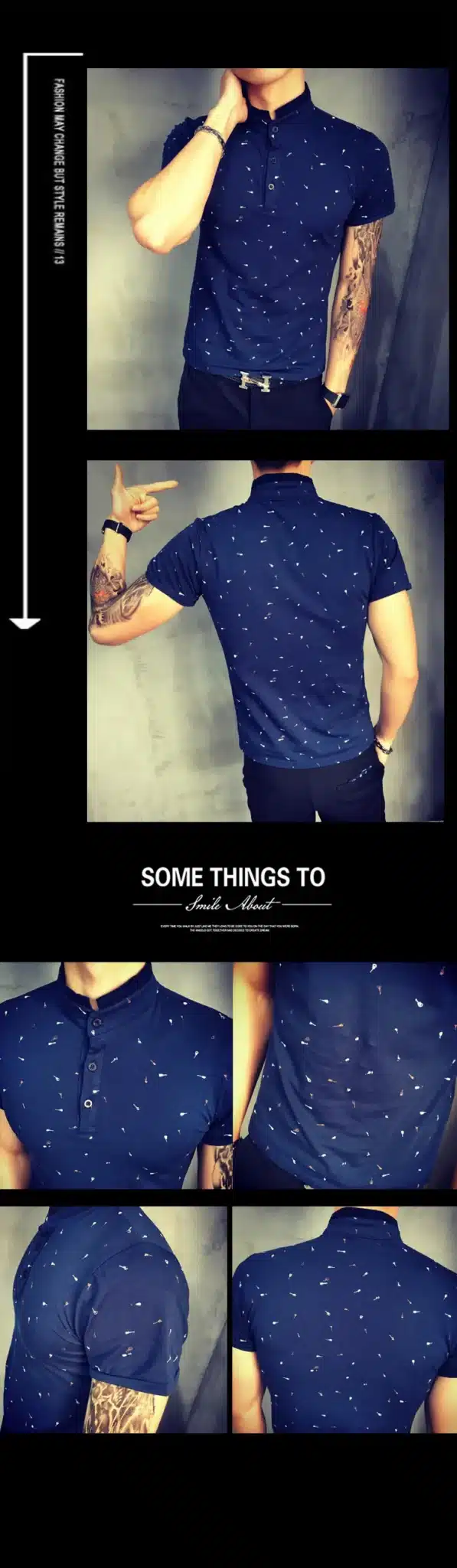 2017 Summer Guitar Printed Stand Collar Polo Shirt Men Short Sleeve Casual Men Shirts Slim Fit Polo Homme Cotton Mens Polos 22