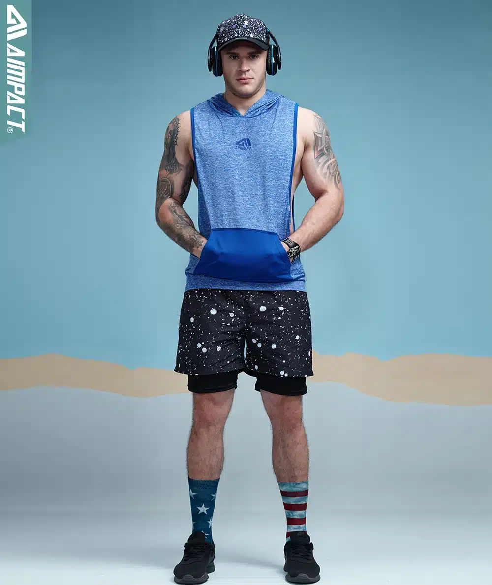 Aimpact Men's Tank Top Sleeveless Hoodie Fitness Bodybuilding Muscle Cut Stringer Crossfit Workout Tops Activewear Male AM1008 13