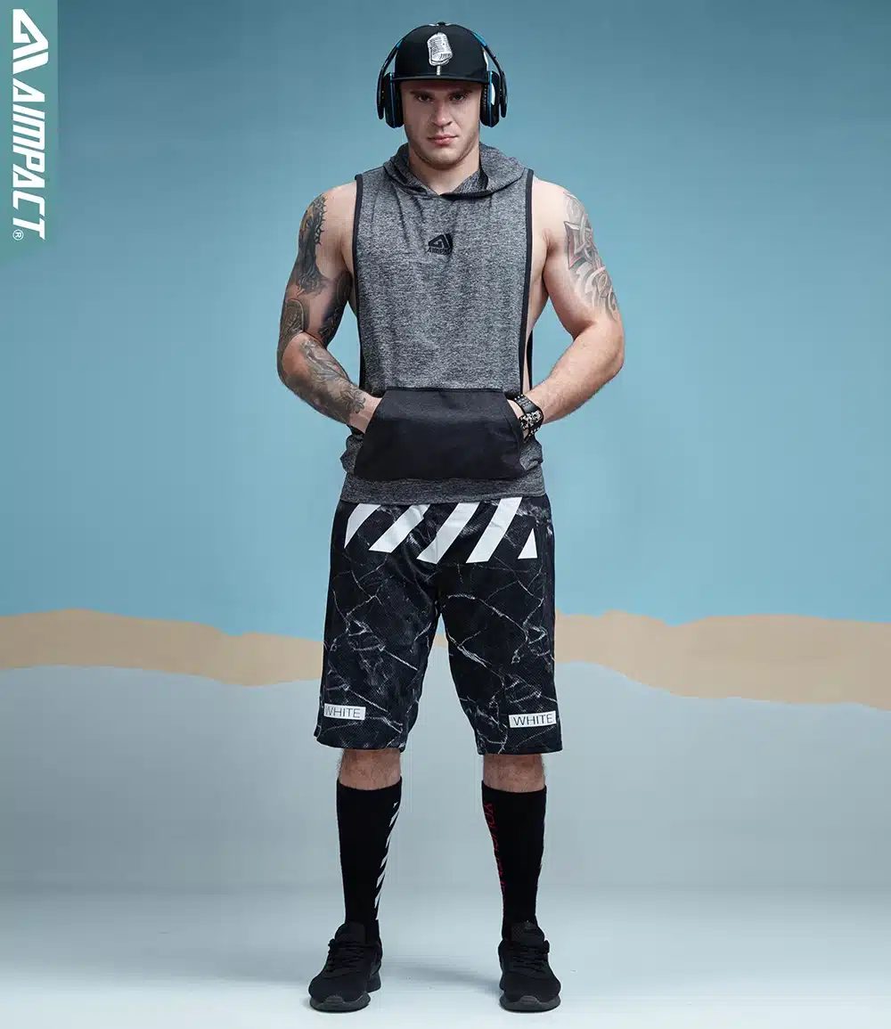 Aimpact Men's Tank Top Sleeveless Hoodie Fitness Bodybuilding Muscle Cut Stringer Crossfit Workout Tops Activewear Male AM1008 23
