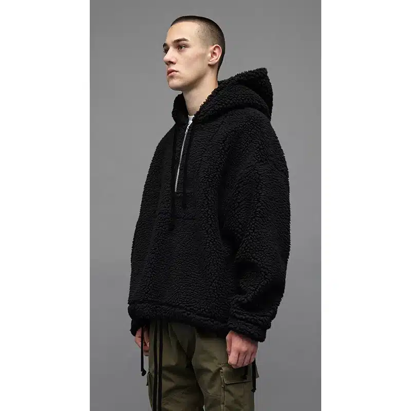 Mens Half Zipper Pullover Fleece Sherpa Hoodies Men Streetwear Cool Kanye West Fashion Hiphop Urban Clothing Justin Biebers Tyga 31