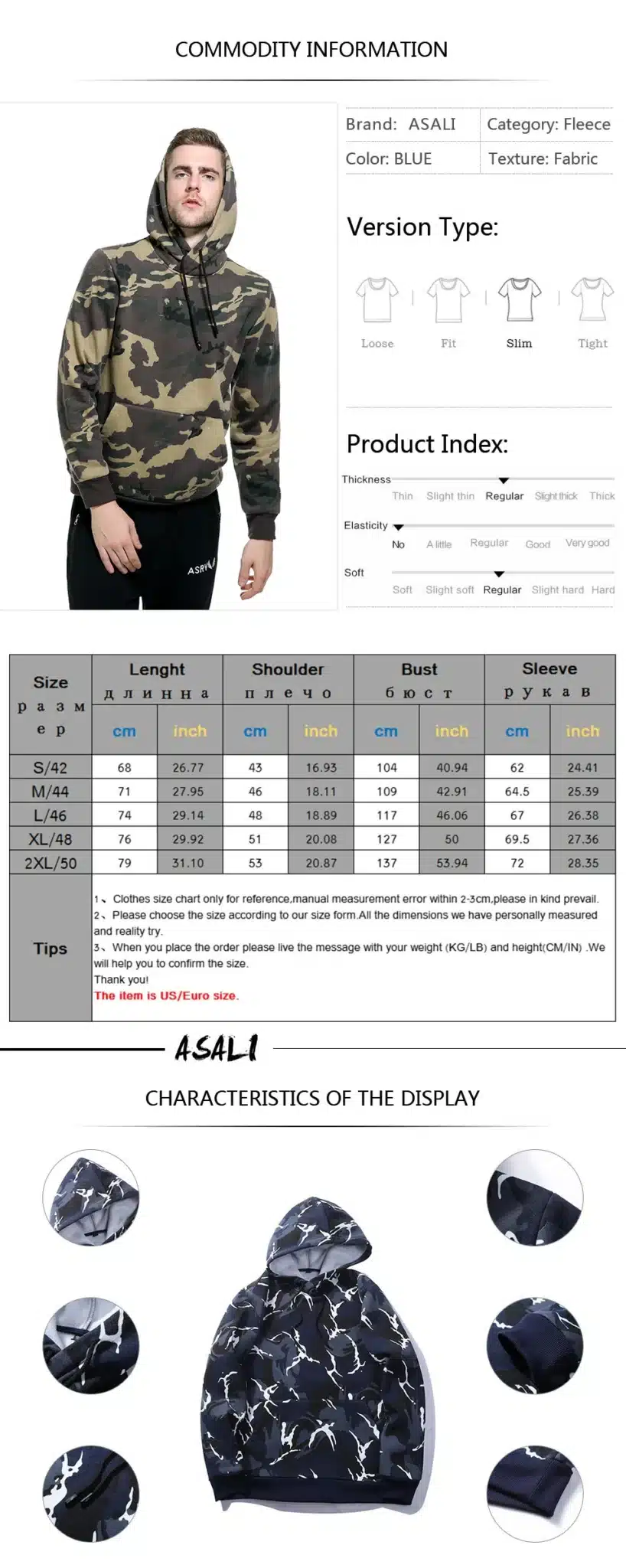ASALI Camouflage Hoodies Men 2017 New Sweatshirt Male camo Hoody Hip Hop Autumn Winter Fleece Military Hoodie US Plus Size 11