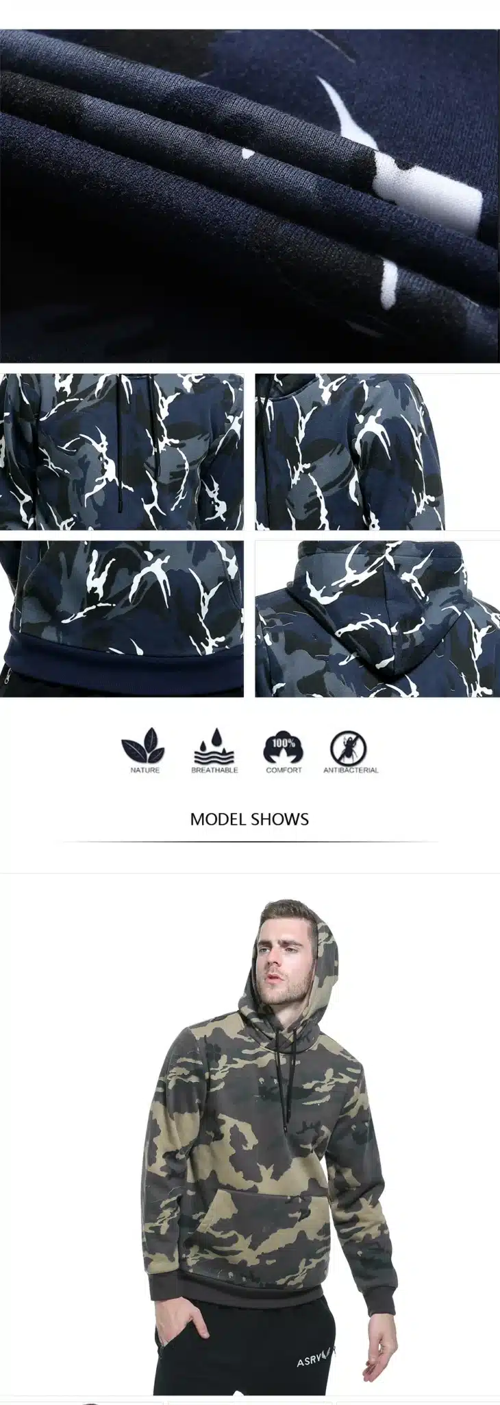 ASALI Camouflage Hoodies Men 2017 New Sweatshirt Male camo Hoody Hip Hop Autumn Winter Fleece Military Hoodie US Plus Size 12