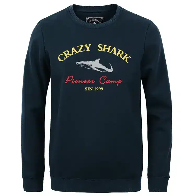Pioneer Camp 2017 fashion fleece thicken hoodies men warm 100%cotton brand clothing casual male hoody shark men sweatshirt XXXL 34