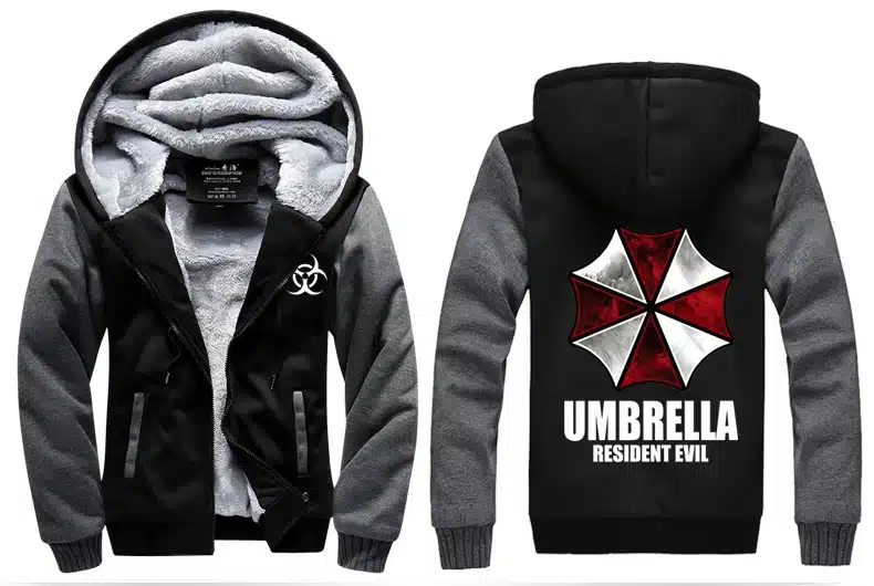 Resident Evil Umbrella Hoodies 2017 winter new warm fleece Anime umbrella men sweatshirts high quality men M-4X 2