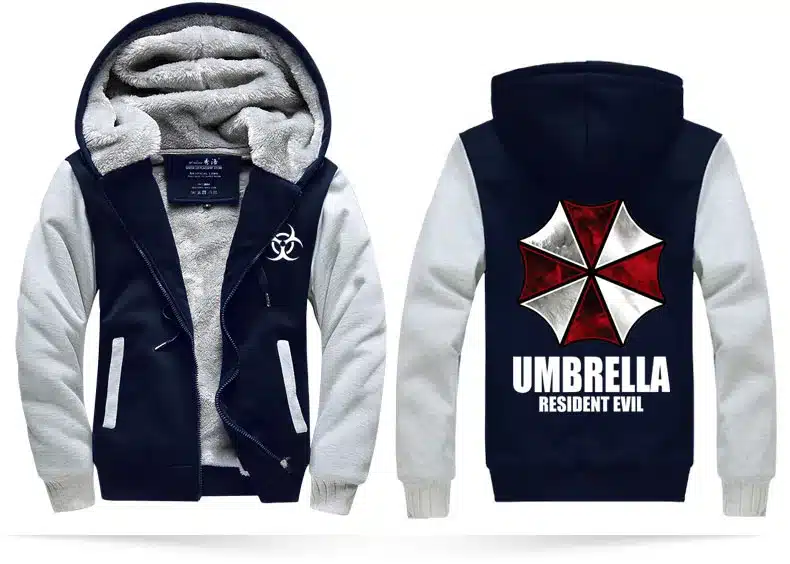Resident Evil Umbrella Hoodies 2017 winter new warm fleece Anime umbrella men sweatshirts high quality men M-4X 3