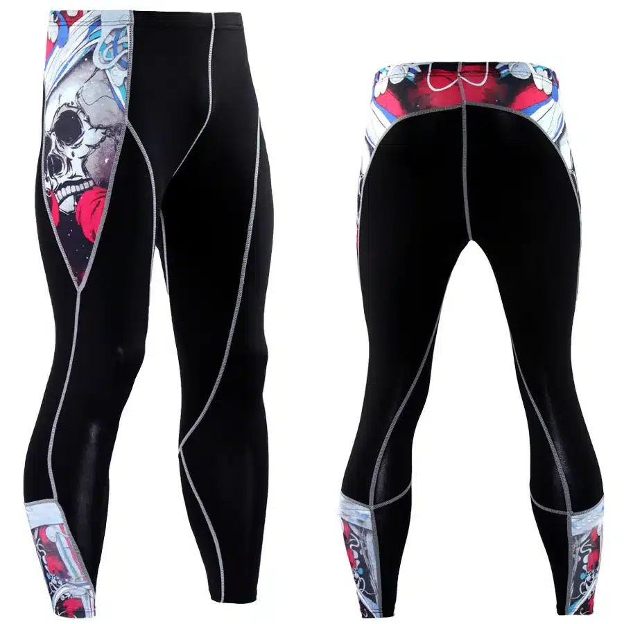 2017 New Fashion Mens Compression Pants 3D Print Quick Dry Skinny Leggings Tights Fitness MMA Pants Stitching Tousers 17