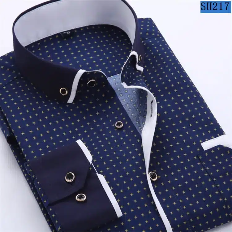 2017 Men Fashion Casual Long Sleeved Printed shirt Slim Fit Male Social Business Dress Shirt Brand Men Clothing Soft Comfortable 16