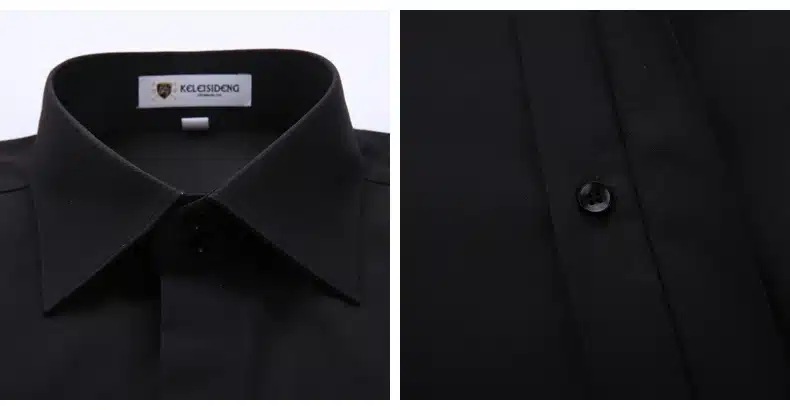 Mens Non Iron Slim Fit French Cuff Dress Shirt Long Sleeve Covered Placket Solid Twill Elegant Tuxedo Shirts(Cufflinks Included) 22