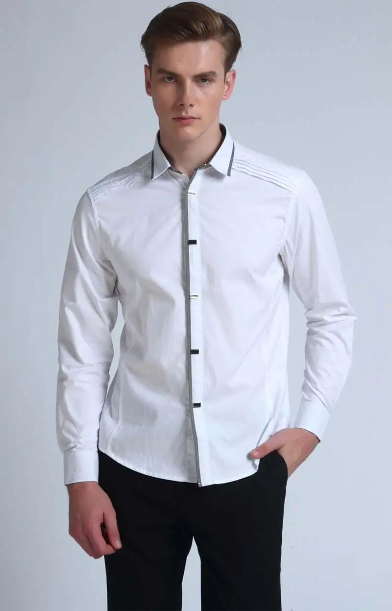 Top Quality Mwxsd brand mens casual long Sleeve 100% Cotton Shirts Men Rock Shirt Slim Fit solid Male dress shirt 14
