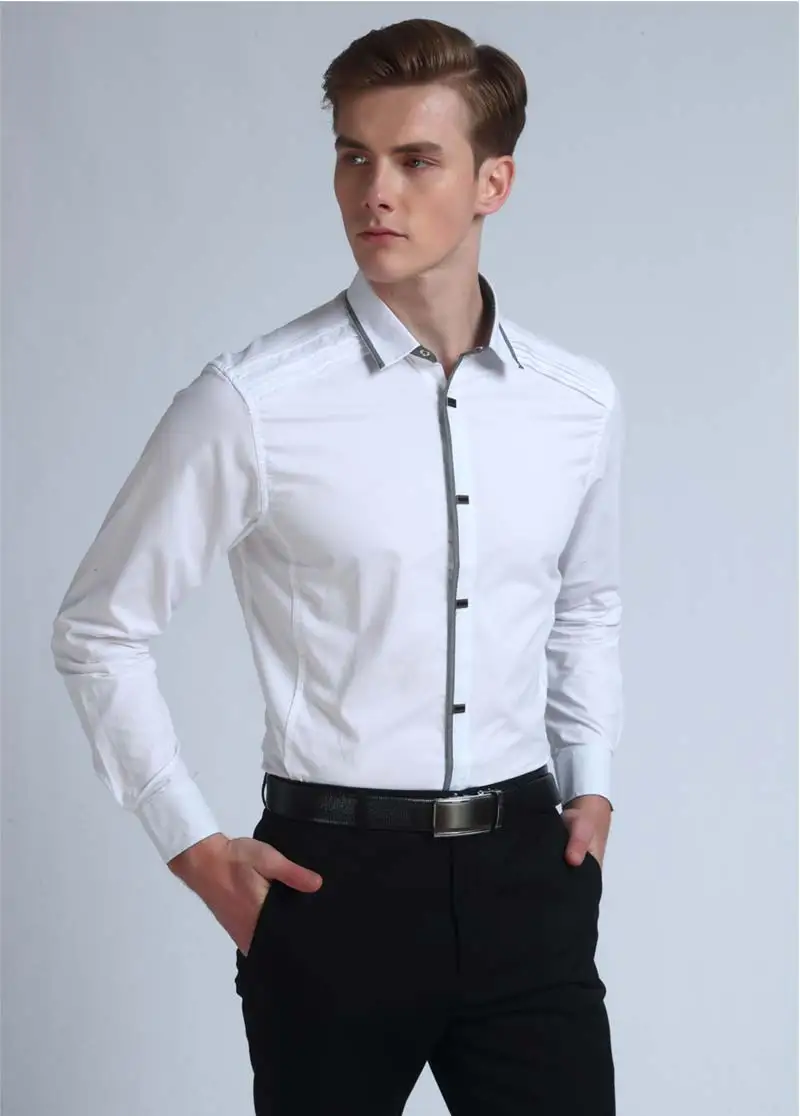 Top Quality Mwxsd brand mens casual long Sleeve 100% Cotton Shirts Men Rock Shirt Slim Fit solid Male dress shirt 17