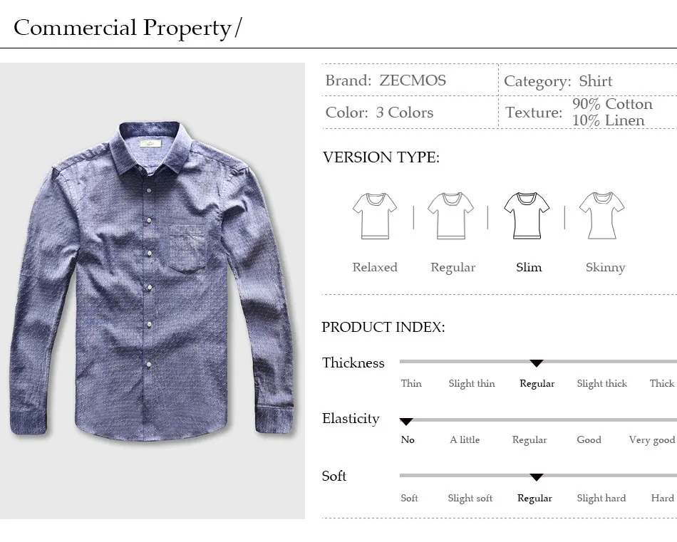 Dot Shirt Men Oxford Dress Casual Shirt Male Cotton Linen Long Sleeve Social Business Slim Fit 15