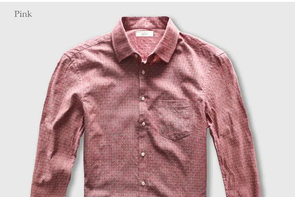 Dot Shirt Men Oxford Dress Casual Shirt Male Cotton Linen Long Sleeve Social Business Slim Fit 23