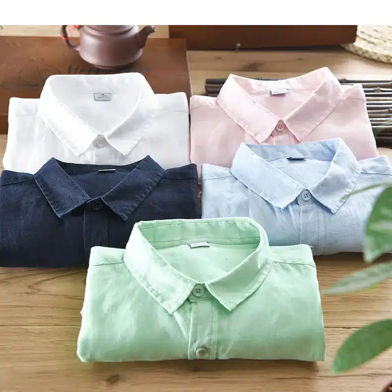 Men's 100% pure linen long-sleeved shirt men brand clothing men shirt S-3XL 5 colors solid white shirts men camisa shirts mens 4
