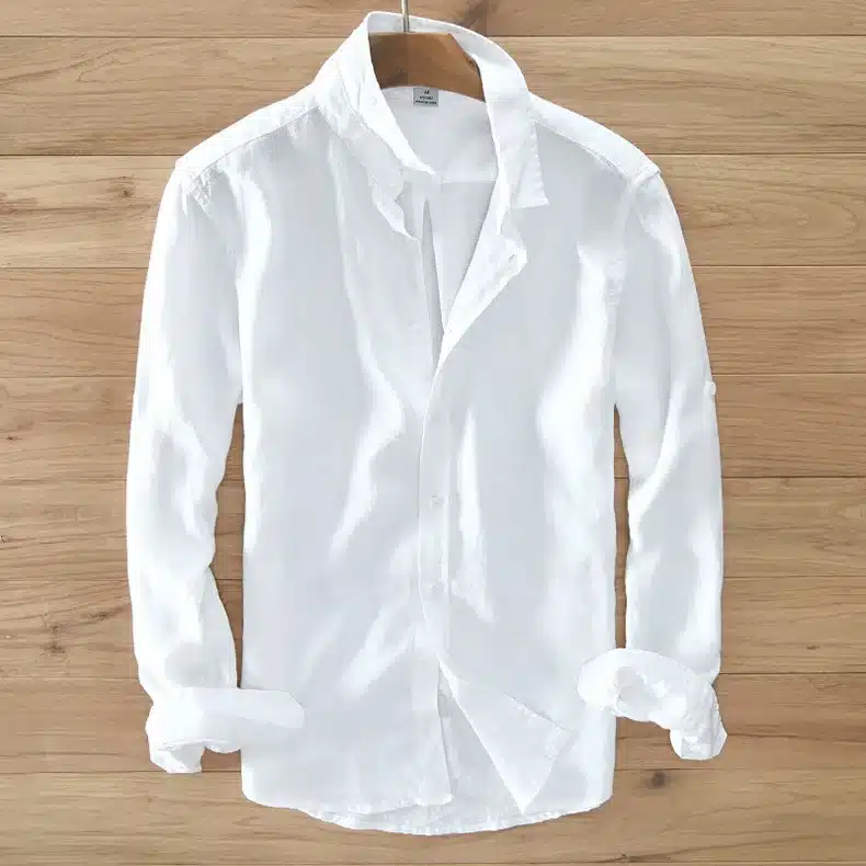 Men's 100% pure linen long-sleeved shirt men brand clothing men shirt S-3XL 5 colors solid white shirts men camisa shirts mens 8