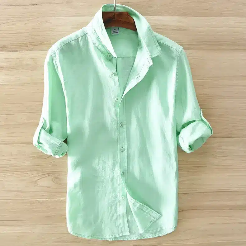 Men's 100% pure linen long-sleeved shirt men brand clothing men shirt S-3XL 5 colors solid white shirts men camisa shirts mens 11